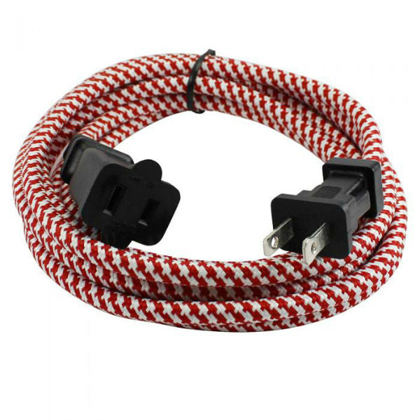Red and White Cloth Covered Extension Cord 9 ft. SVT 2
