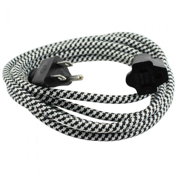 Black and White Cloth Covered Extension Cord 15 ft. SVT-3