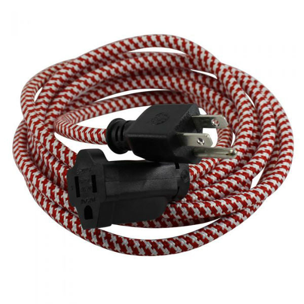 Red and White Cloth Covered Extension Cord 9 ft. SVT-3