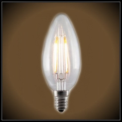 Standard LED Filament Chandelier Bulb - 2 Watt - UL Listed