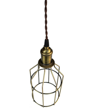 Nostalgic Antique Brass Caged Hanging Lamp