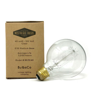 Vintage Edison G30 Globe Bulb - 40 Watt