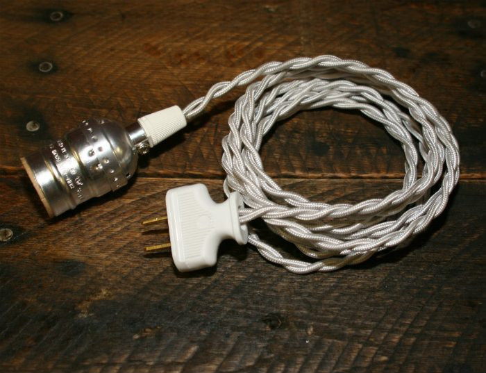 Vintage White Twisted Cord Lamp