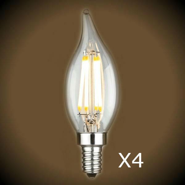 Pack of 4 CA10 LED Candelabra 60 Watt Equal Bulbs