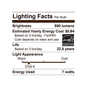 Lighting Facts - LED A19 Vintage Clear Light Bulb