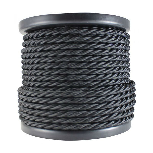 3 Conductor Twisted Black Cloth Covered Cord - Per Foot