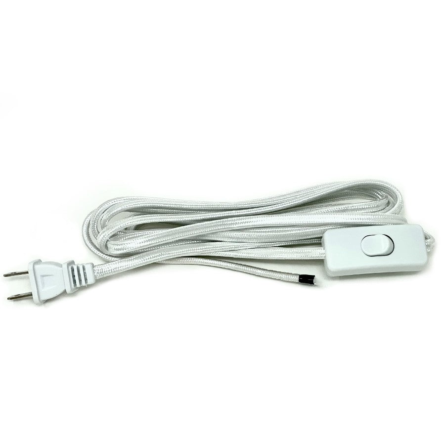 Sliver Parallel Cloth Covered Cord with On/Off Toggle Switch &amp; Molded Plug