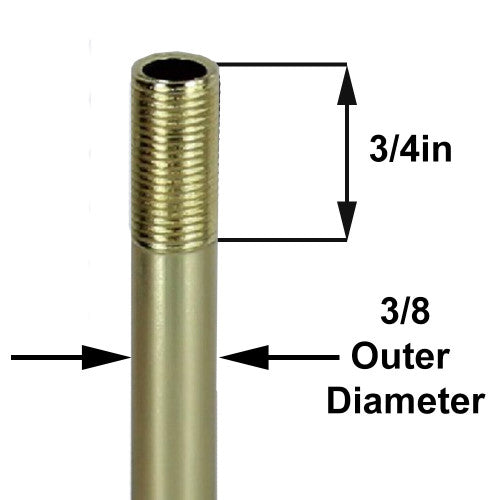 8 Inch Brass Plated Finish Pipe with 1/8 IPS - Thread