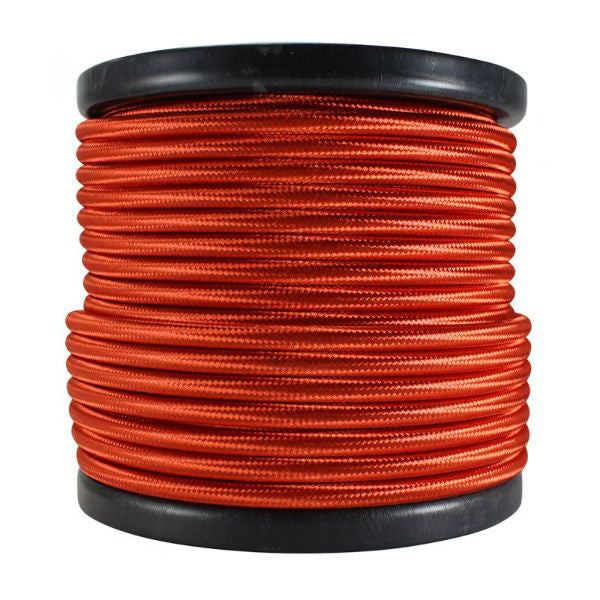 2 conductor red round cloth covered cord - 100 ft. Spool