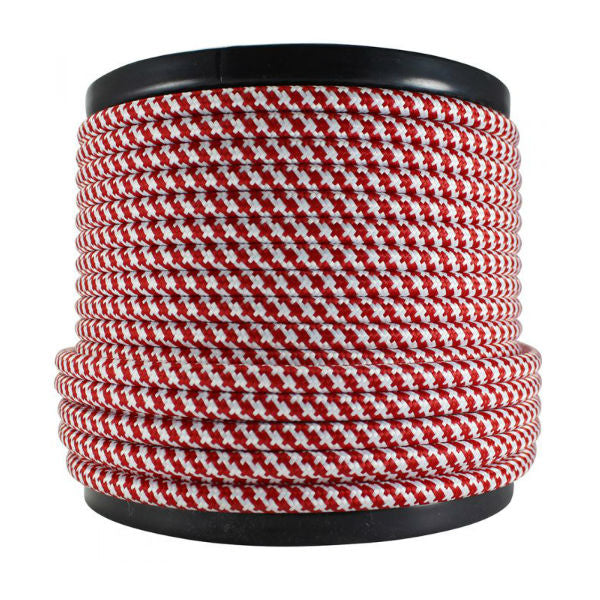 Red and white round cloth covered cord SVT-2 - 100 ft.