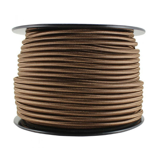 3 Conductor Brown Rayon Covered Cord - 100 ft Spool