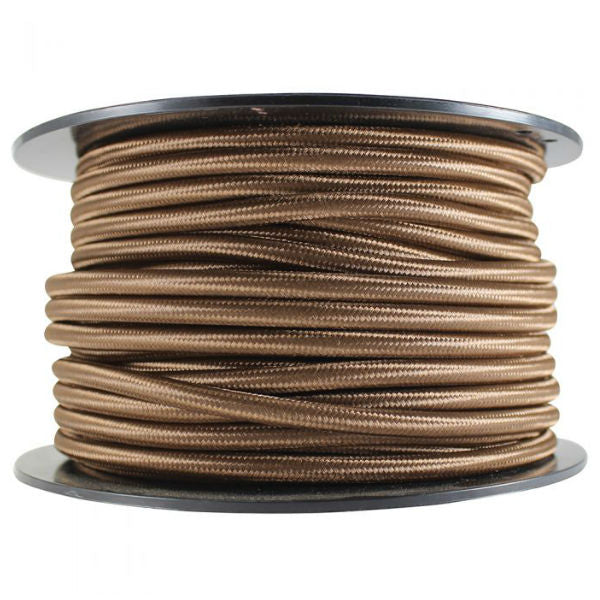 2 conductor brown round cloth covered cord - 100 ft. Spool