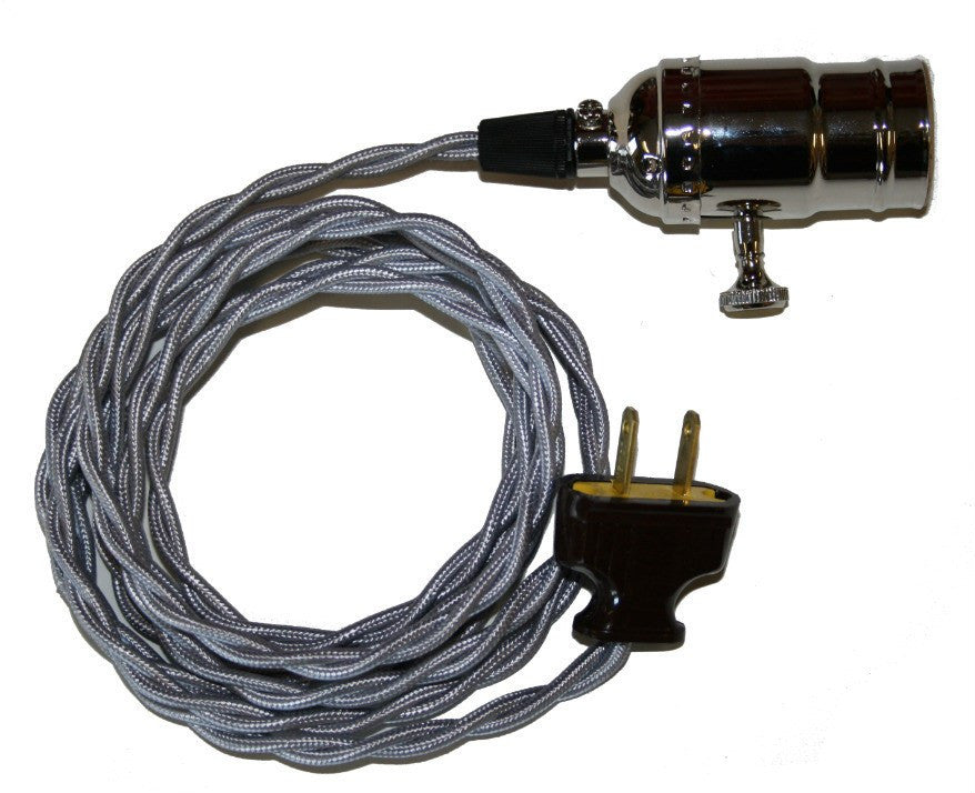 Nostalgic Silver Cord &amp; Nickel Dimming Lamp