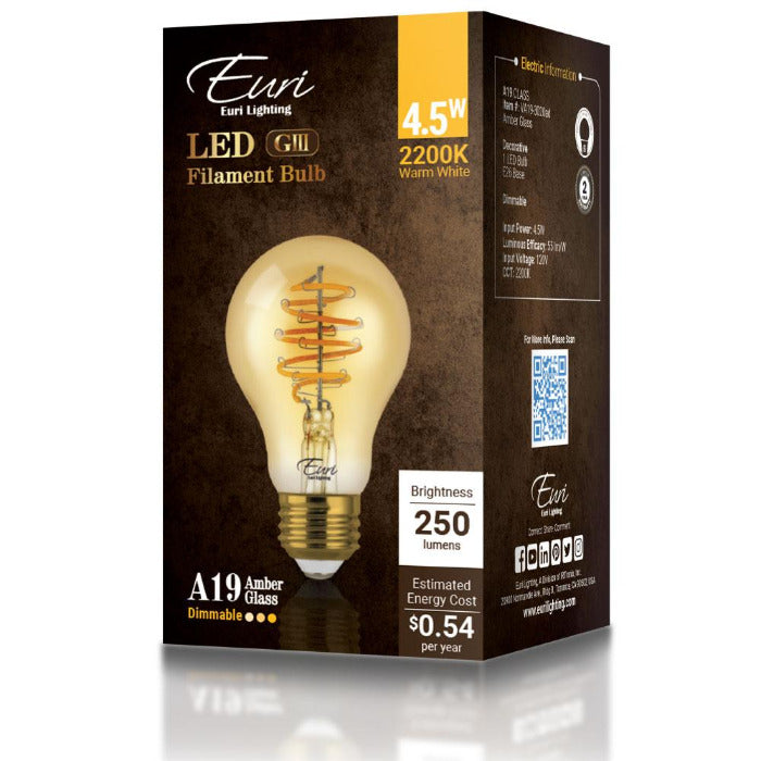 Box of the LED filament A19 light bulb