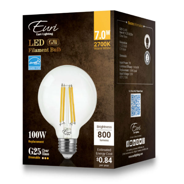 Packaging of the vintage LED filament globe bulb