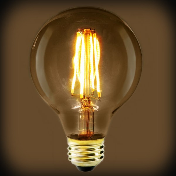 LED Filament Edison Light Bulb - G25 Globe - 7 Watt - Amber - 2200K  