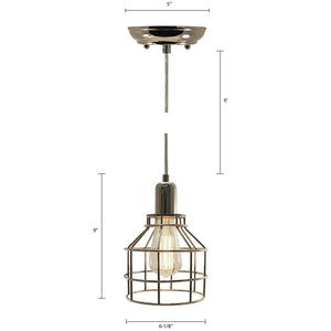 Jar Shaped Cage Pendant Fixture in Polished Nickel Finish