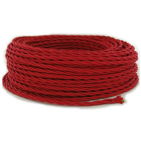 3 Conductor Red Twisted Rayon Covered Cord - Per Foot