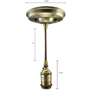 Antique Brass Finish Bare Socket Pendant Lamp