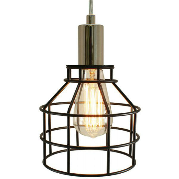 Plug-In Cage Pendant Lamp - Nickel and Black