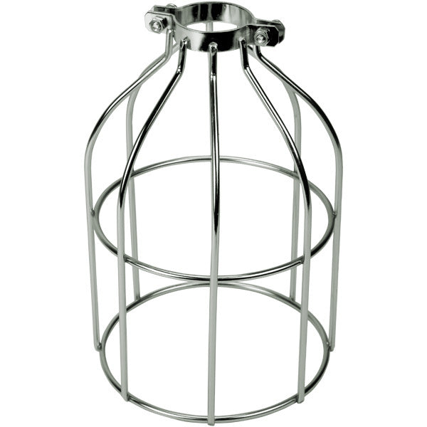 Polished Nickel Light Bulb Cage - Clamp Mount